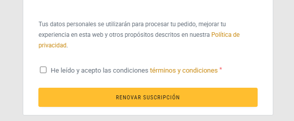 Como adquirir una suscripci贸n 4 aceptar terminos y condiciones y renovar • El Conejo de Wall Street