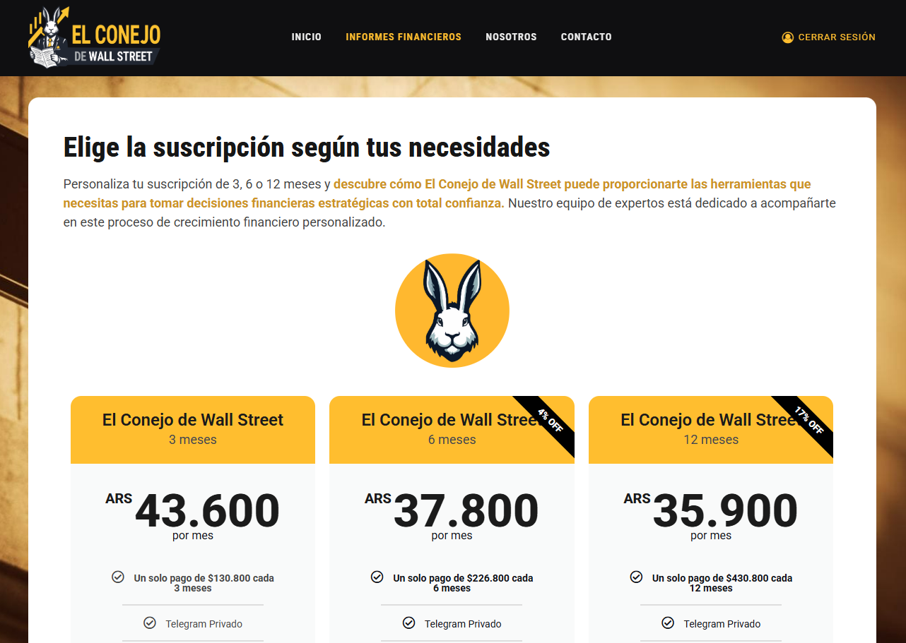 Como adquirir una suscripci贸n 8 planes de suscripcion • El Conejo de Wall Street