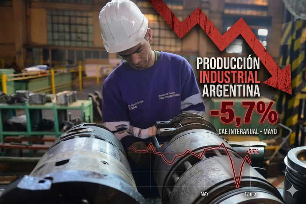 Producción Industrial Argentina Cae 5,7% Interanual en Mayo Produccion Industrial Argentina Cae 57 Interanual en Mayo • El Conejo de Wall Street